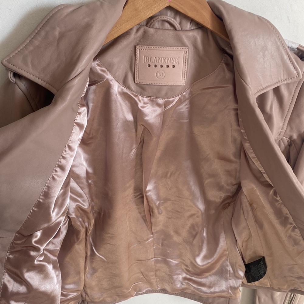 (A8) NEW Blank NYC Pink Genuine Leather Moto Jacket, Size Medium, NWOT - Picture 11 of 14